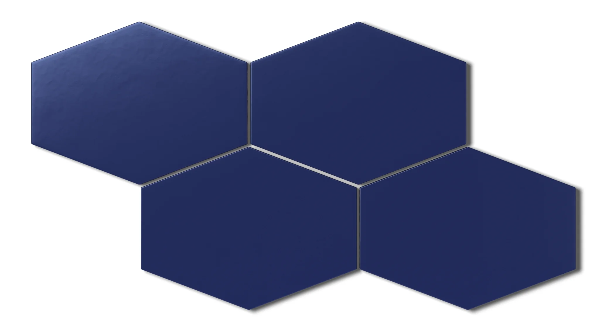 Elongated Hexagon Natural Press Ceramic Tile in Ultramarine Matte - Rockland Interiors Inc.