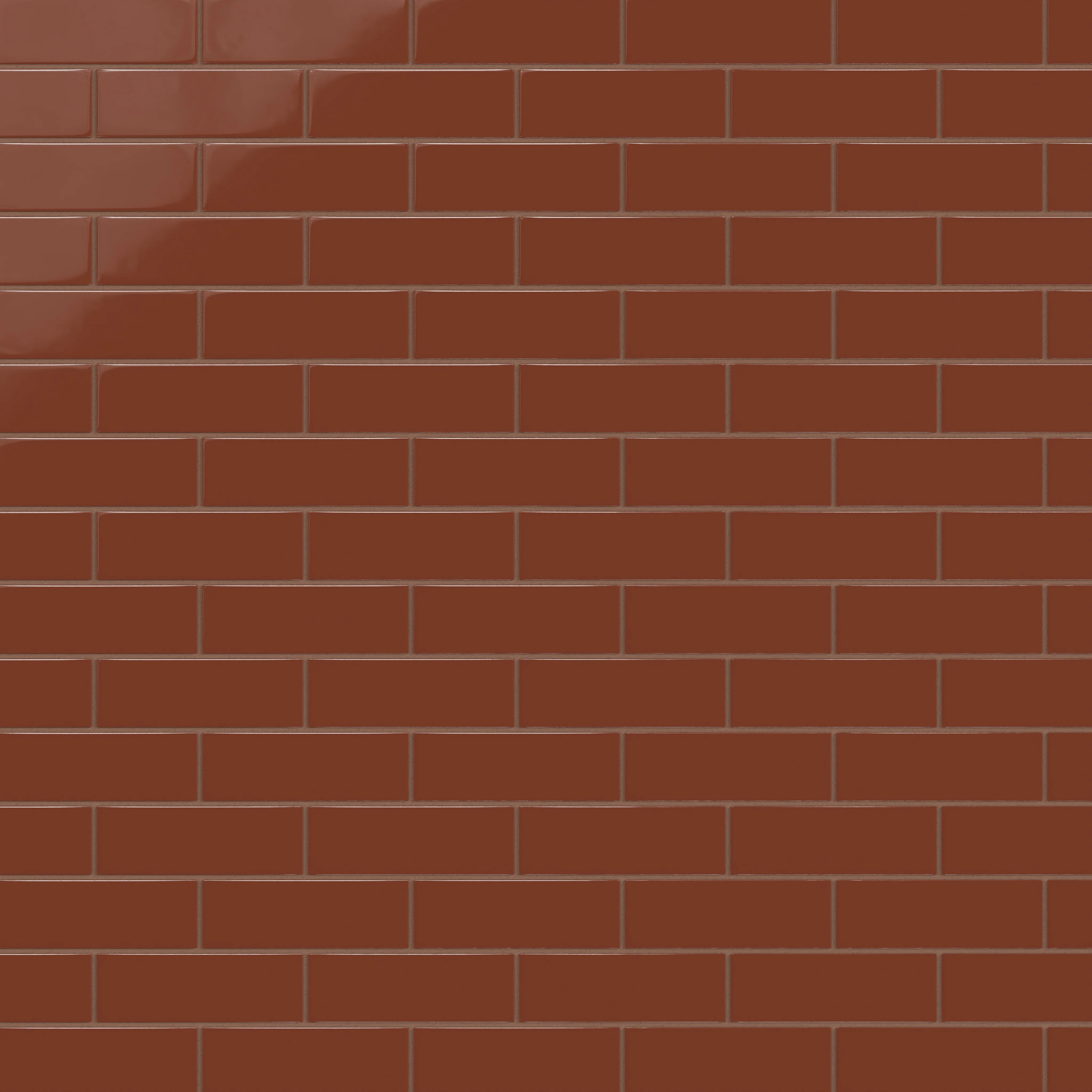 2x6 Natural Press Ceramic Tile in Red Iron Oxide Gloss - Rockland Interiors Inc.