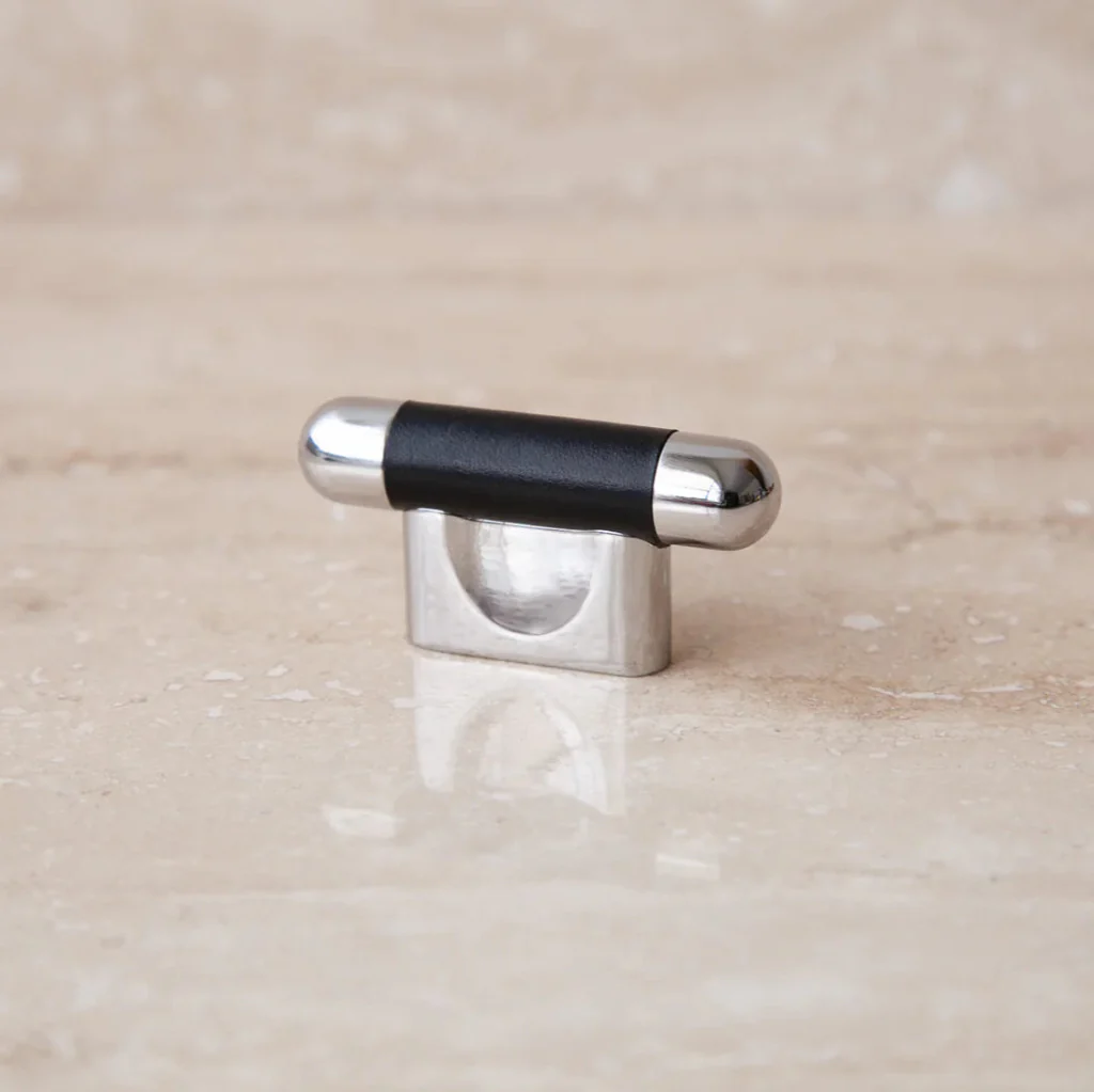 Mineral Leather Wrapped Metal Knob - Rockland Interiors Inc.