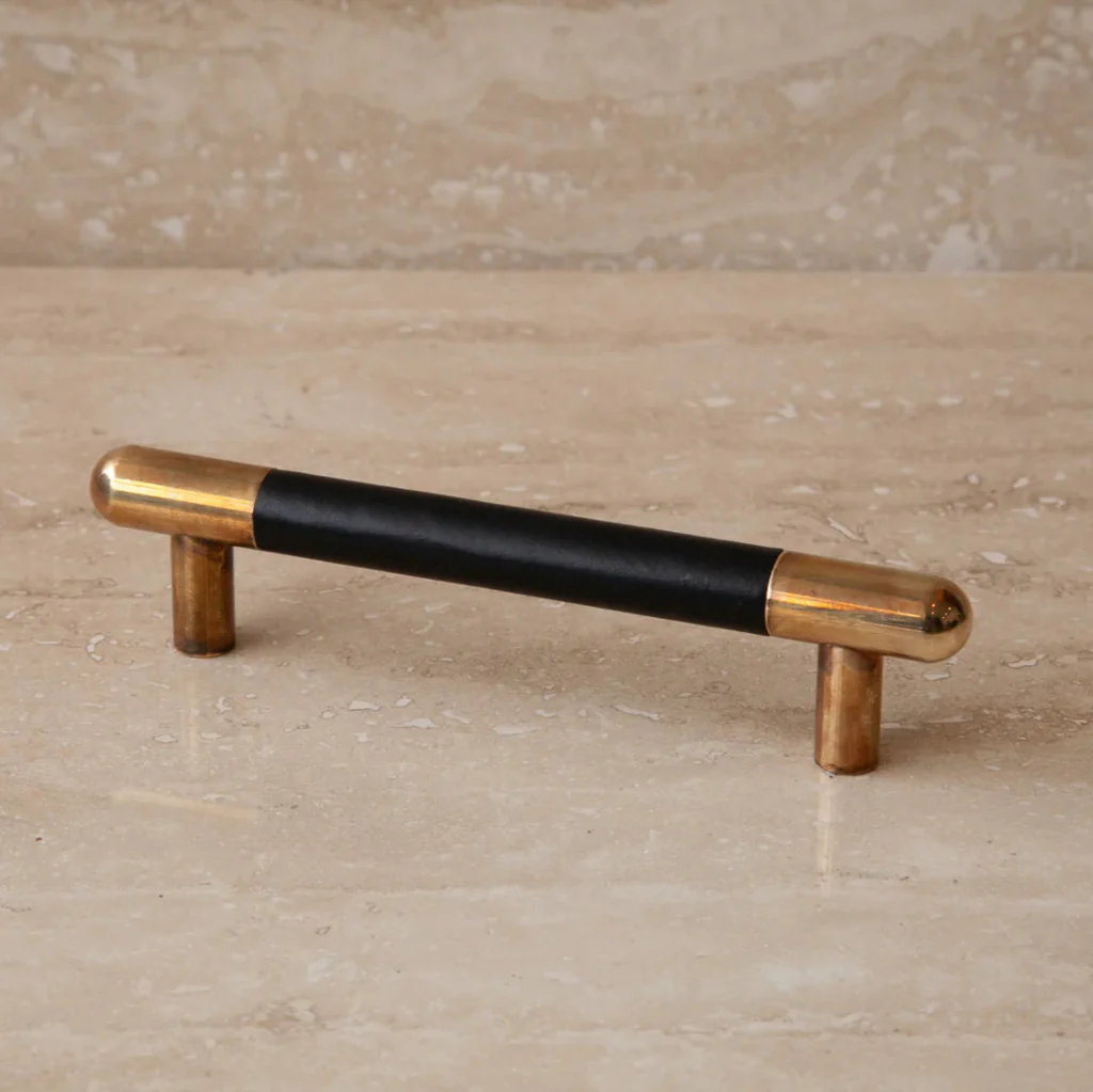 Mineral Leather Wrapped Metal Bar Pull - Rockland Interiors Inc.