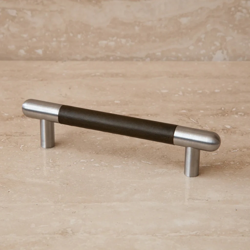 Mineral Leather Wrapped Metal Bar Pull - Rockland Interiors Inc.