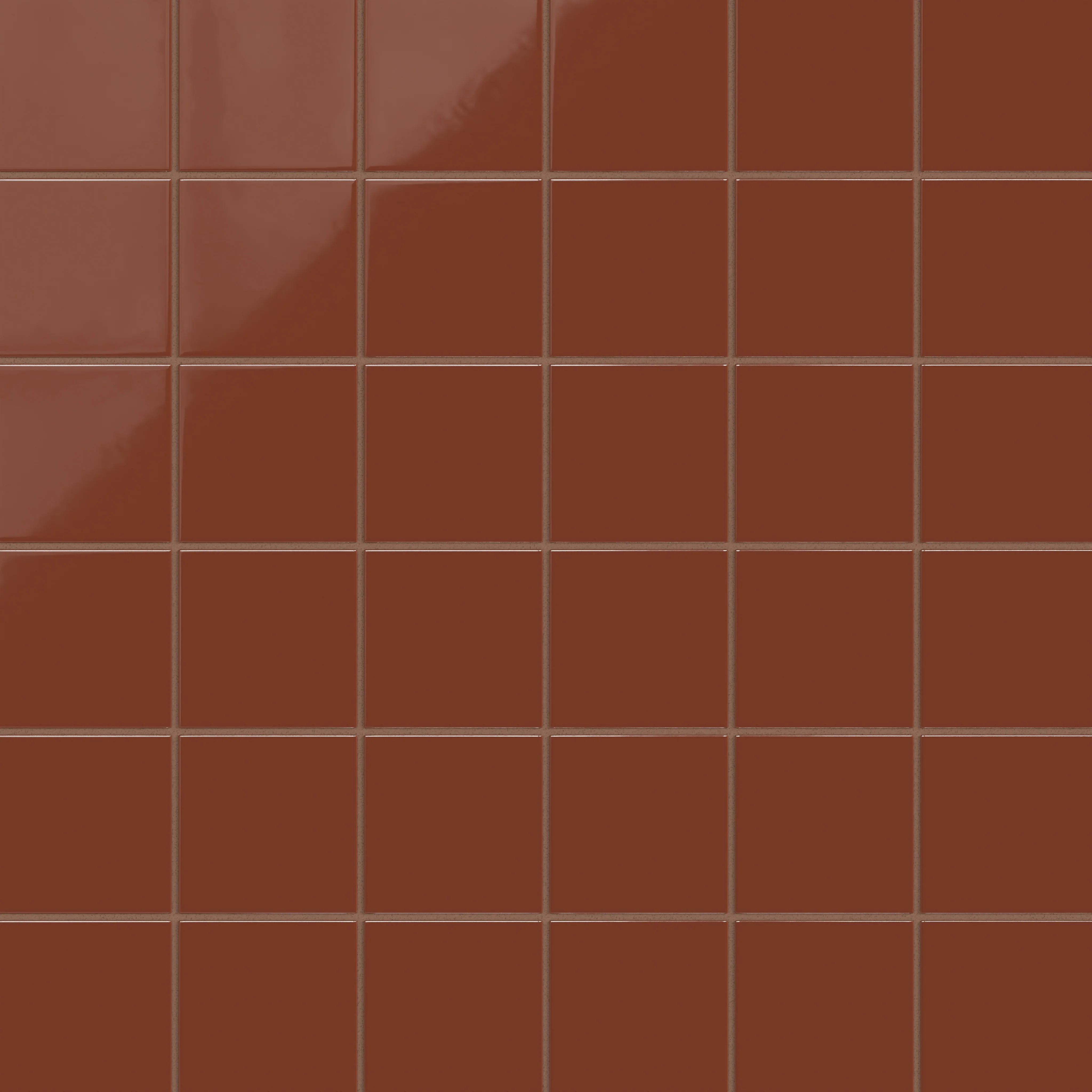 4x4 Natural Press Ceramic Tile in Red Iron Oxide Gloss - Rockland Interiors Inc.