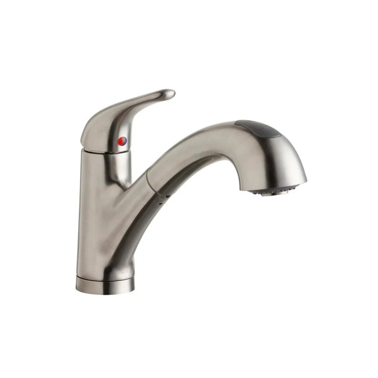 Kitchen Faucet Everyday Deck Mount 1 Lever ADA Lustrous Steel Pull-Out Spray 1 Hole Spout Height 7-3/8 Inch - Rockland Interiors Inc.