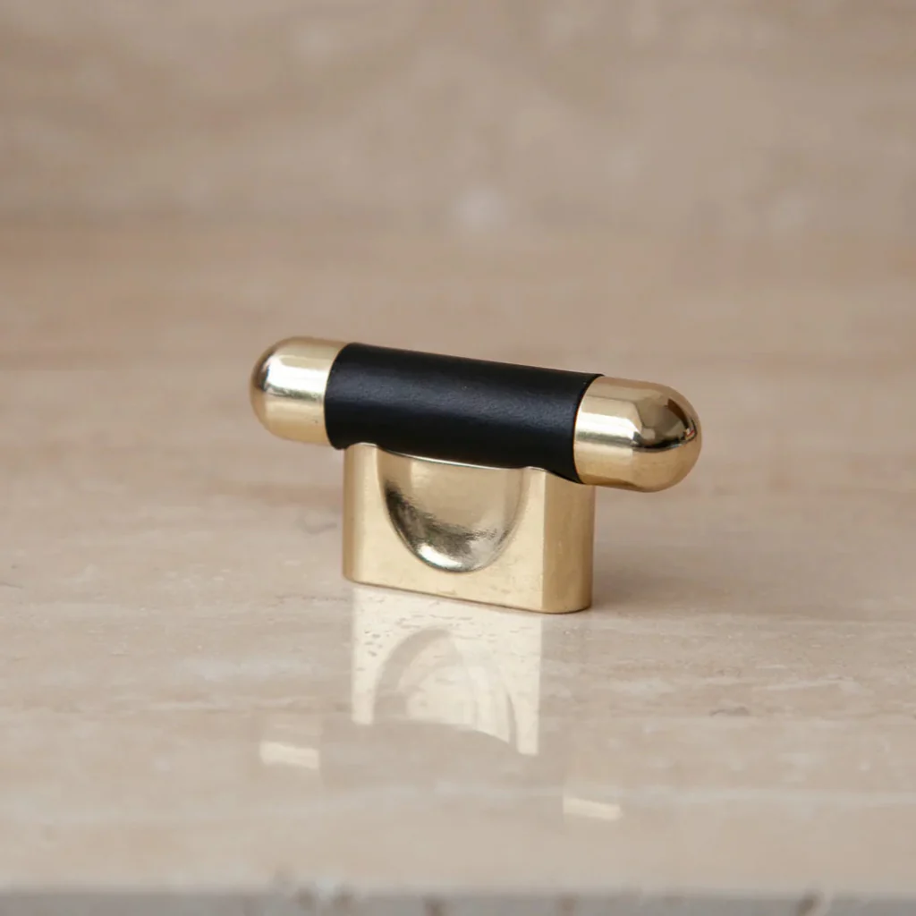 Mineral Leather Wrapped Metal Knob - Rockland Interiors Inc.