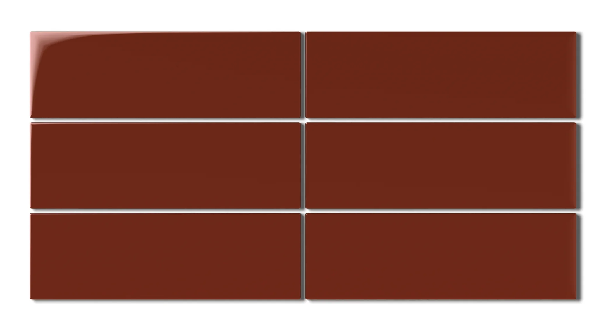 3x9 Natural Press Ceramic Tile in Carmine Gloss - Rockland Interiors Inc.