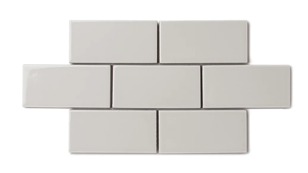 3x9 Natural Press Ceramic Tile in Titanium Grey Gloss - Rockland Interiors Inc.