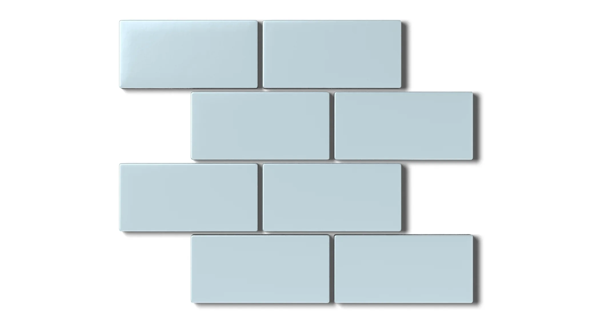 2x4 Half Offset Sheeted Natural Press Ceramic Mosaic Tile in Egyptian Blue Matte - Rockland Interiors Inc.