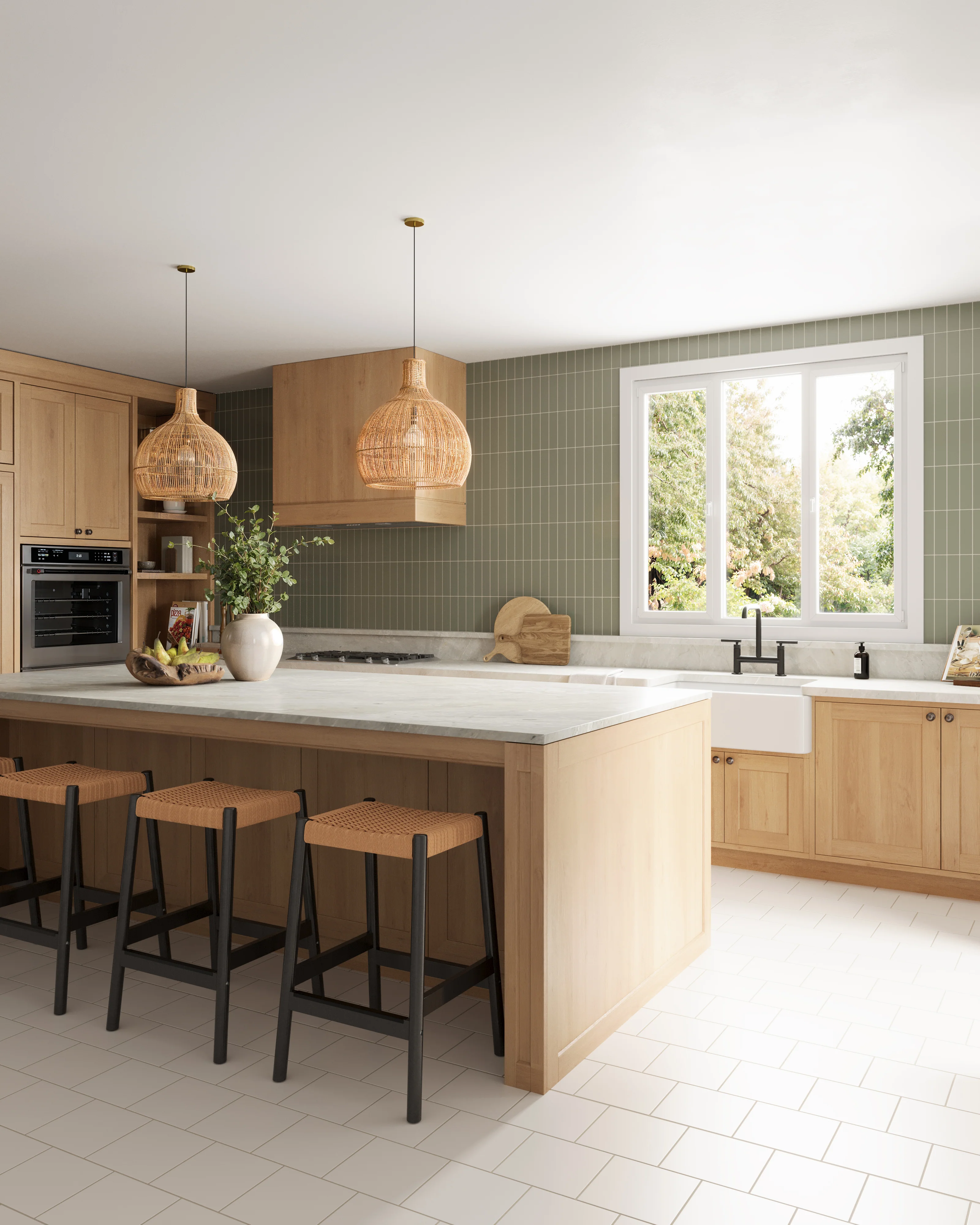 2x8 Natural Press Ceramic Tile in Terre Verte Gloss - Rockland Interiors Inc.