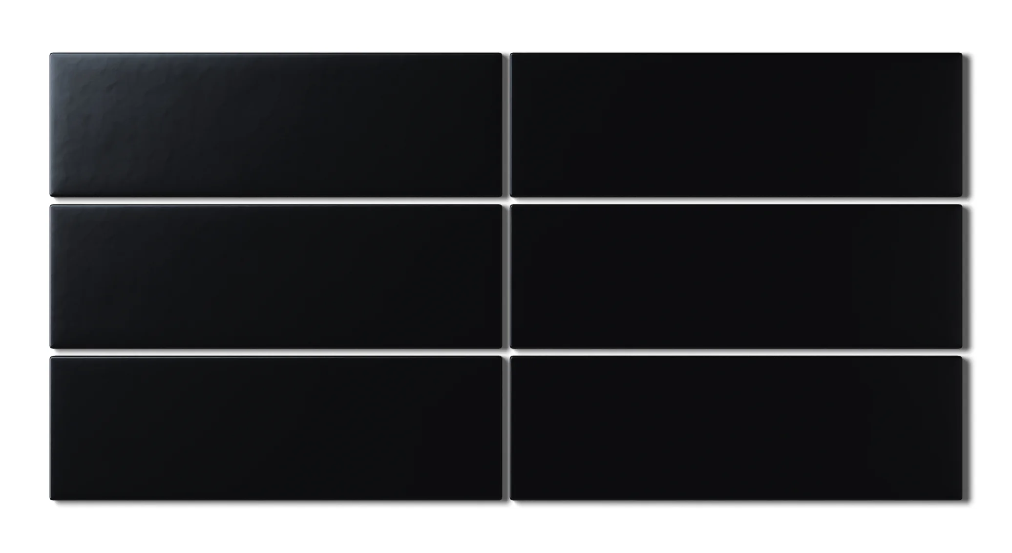3x9 Natural Press Ceramic Tile in Bone Black Matte - Rockland Interiors Inc.