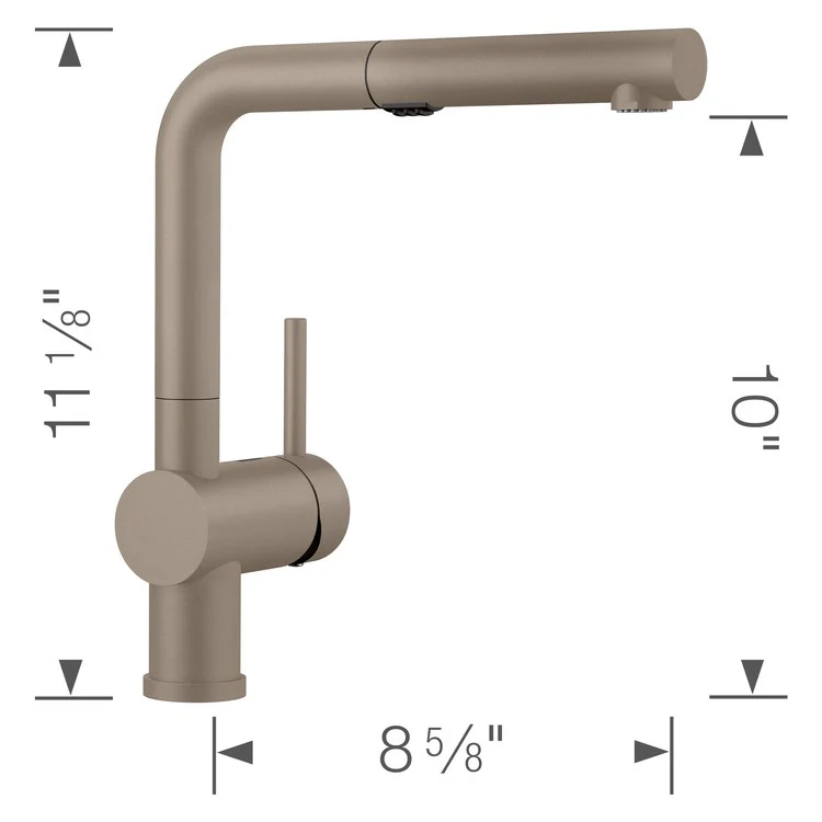 Kitchen Faucet Linus 1 Lever CALGreen Truffle Pull-Out 2 Function 160 DEG Swivel 1 Hole 1.5 Gallons per Minute - Rockland Interiors Inc.