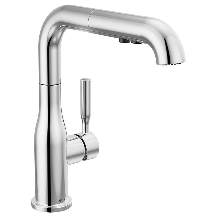 Kitchen Faucet Almari Widespread 1 Lever ADA Chrome Pull-Out 2 Function L-Shaped 360 DEG Swivel 1 Hole Deck Diamond Seal/Touch-Clean/MagnaTite 1.8 Gallons per Minute - Rockland Interiors Inc.