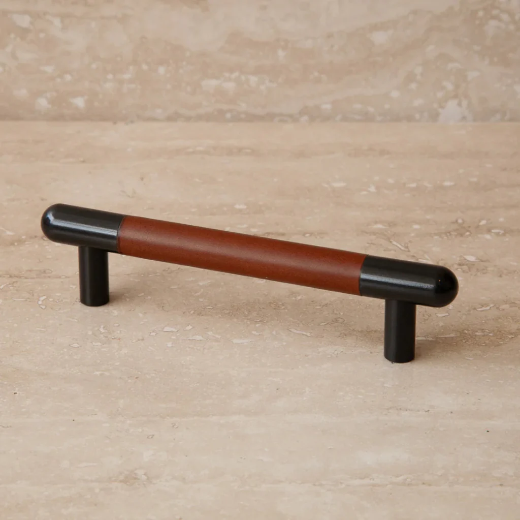 Mineral Leather Wrapped Metal Bar Pull - Rockland Interiors Inc.