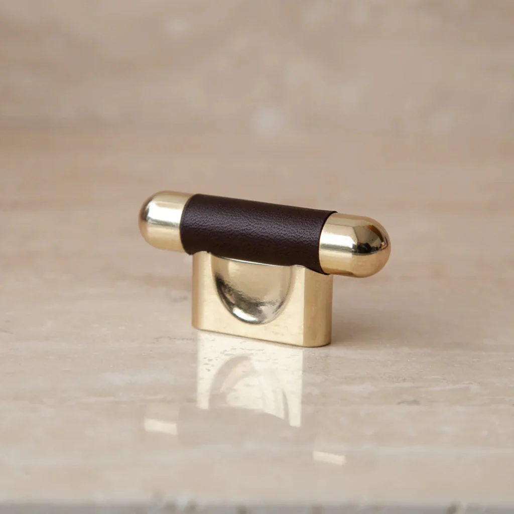 Mineral Leather Wrapped Metal Knob - Rockland Interiors Inc.