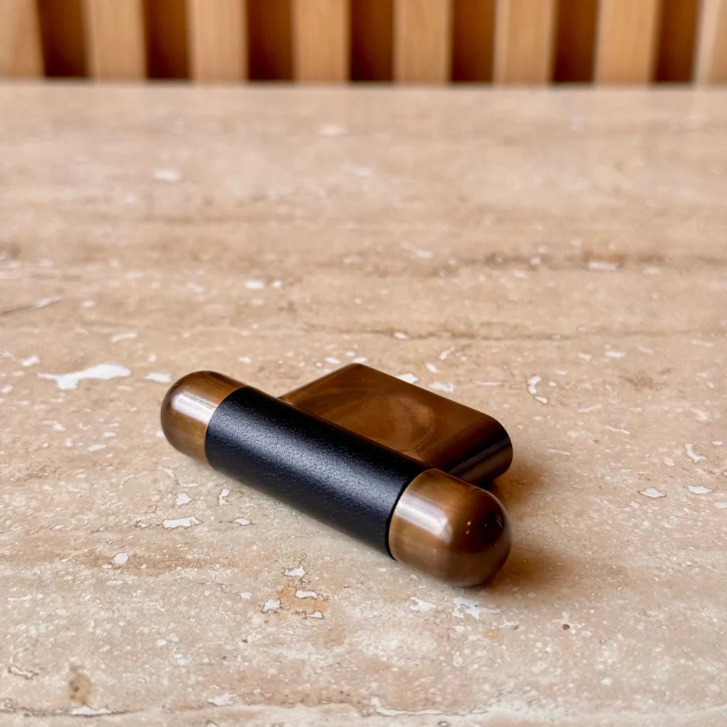 Mineral Leather Wrapped Metal Knob - Rockland Interiors Inc.