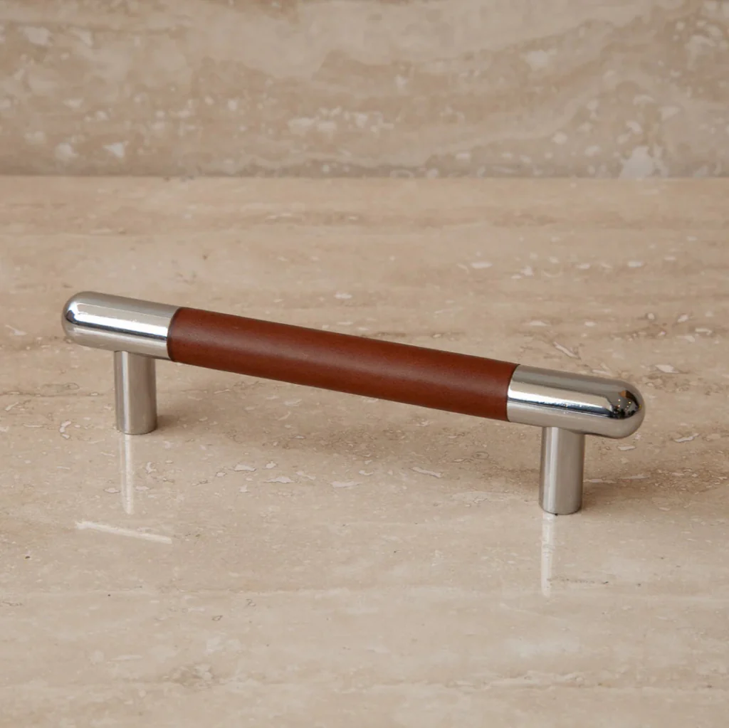 Mineral Leather Wrapped Metal Bar Pull - Rockland Interiors Inc.