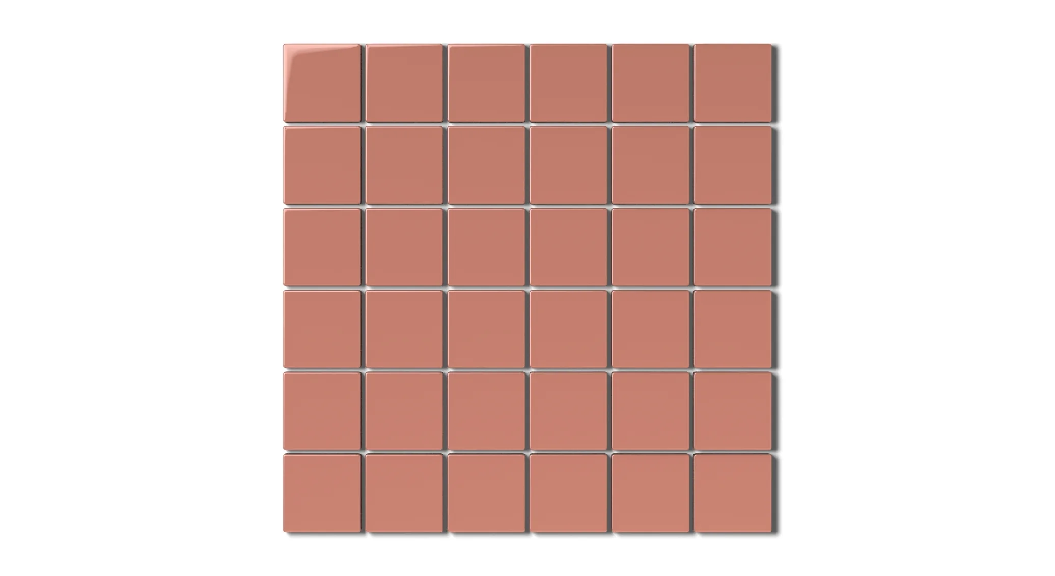 2x2 Straight Set Sheeted Natural Press Ceramic Mosaic Tile in Madder Red Gloss - Rockland Interiors Inc.