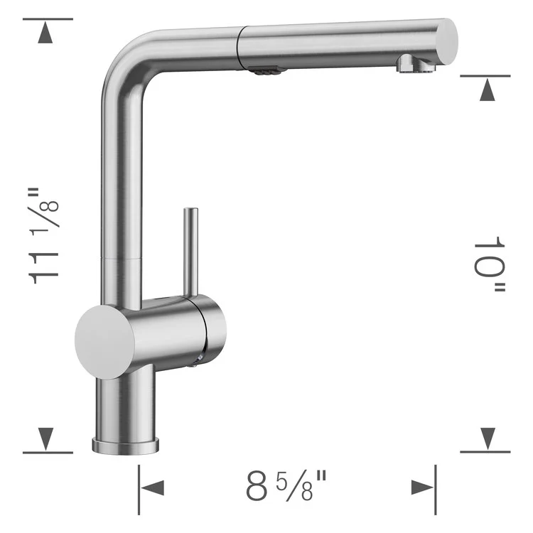 Kitchen Faucet Linus 1 Lever CALGreen Stainless Steel Pull-Out 2 Function 160 DEG Swivel 1 Hole 1.5 Gallons per Minute - Rockland Interiors Inc.