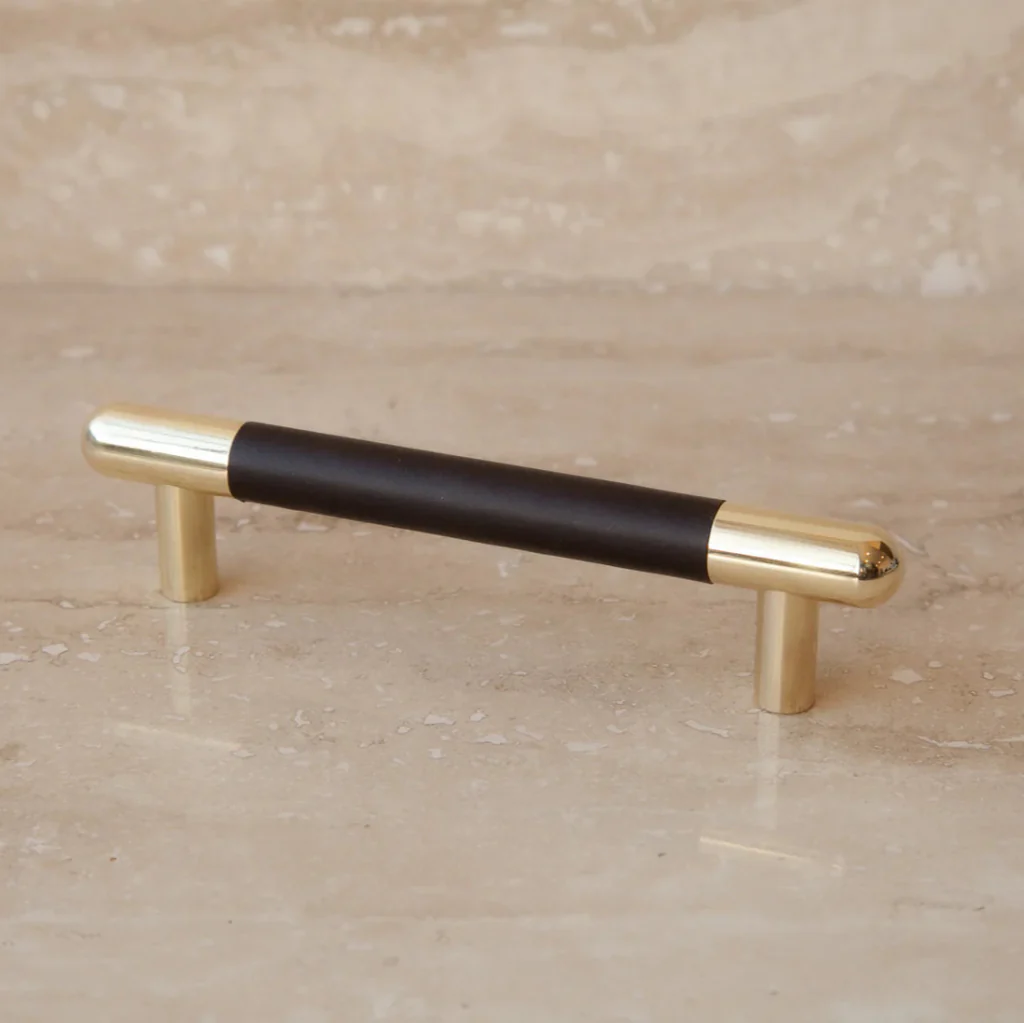 Mineral Leather Wrapped Metal Bar Pull - Rockland Interiors Inc.