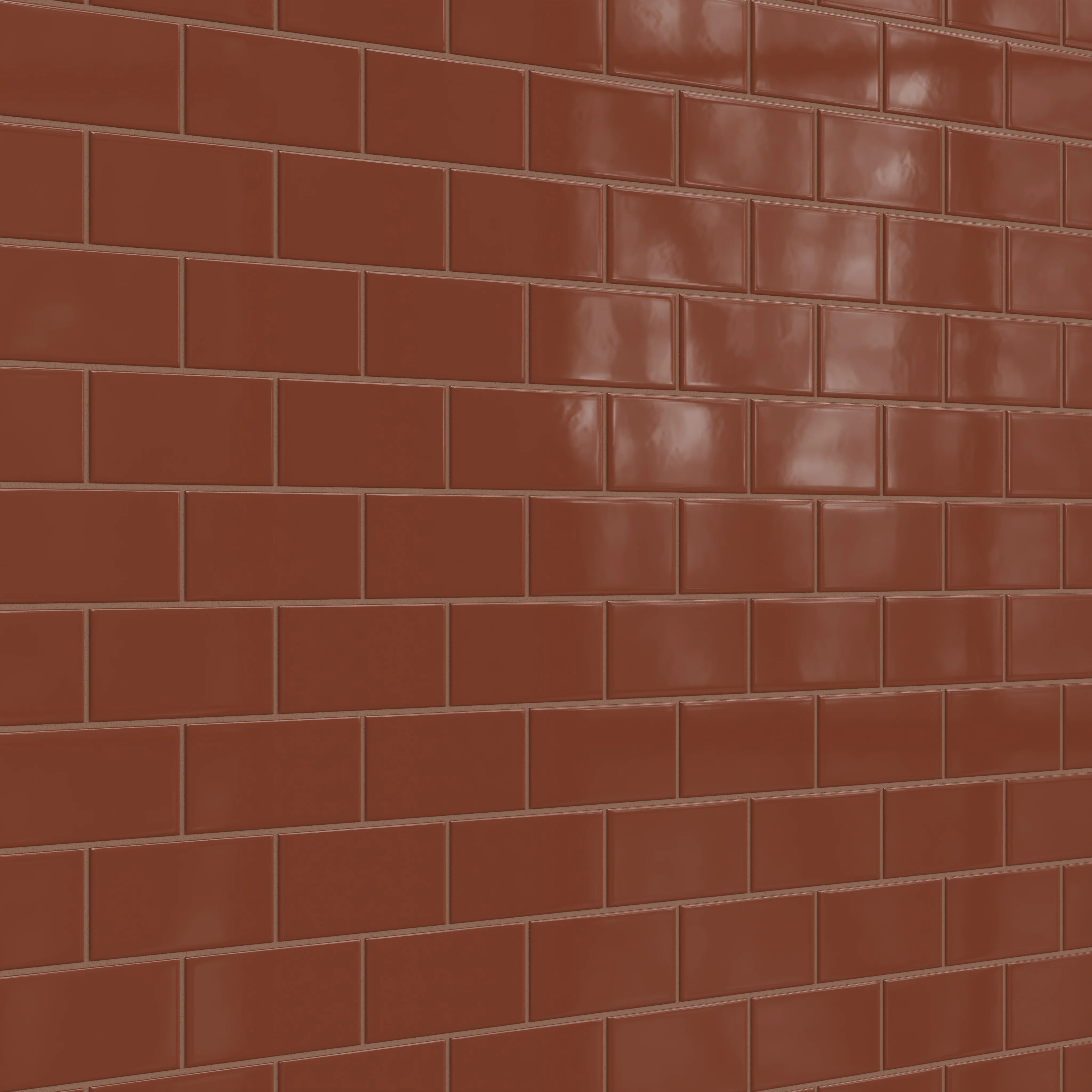 3x6 Natural Press Ceramic Tile in Red Iron Oxide Gloss - Rockland Interiors Inc.