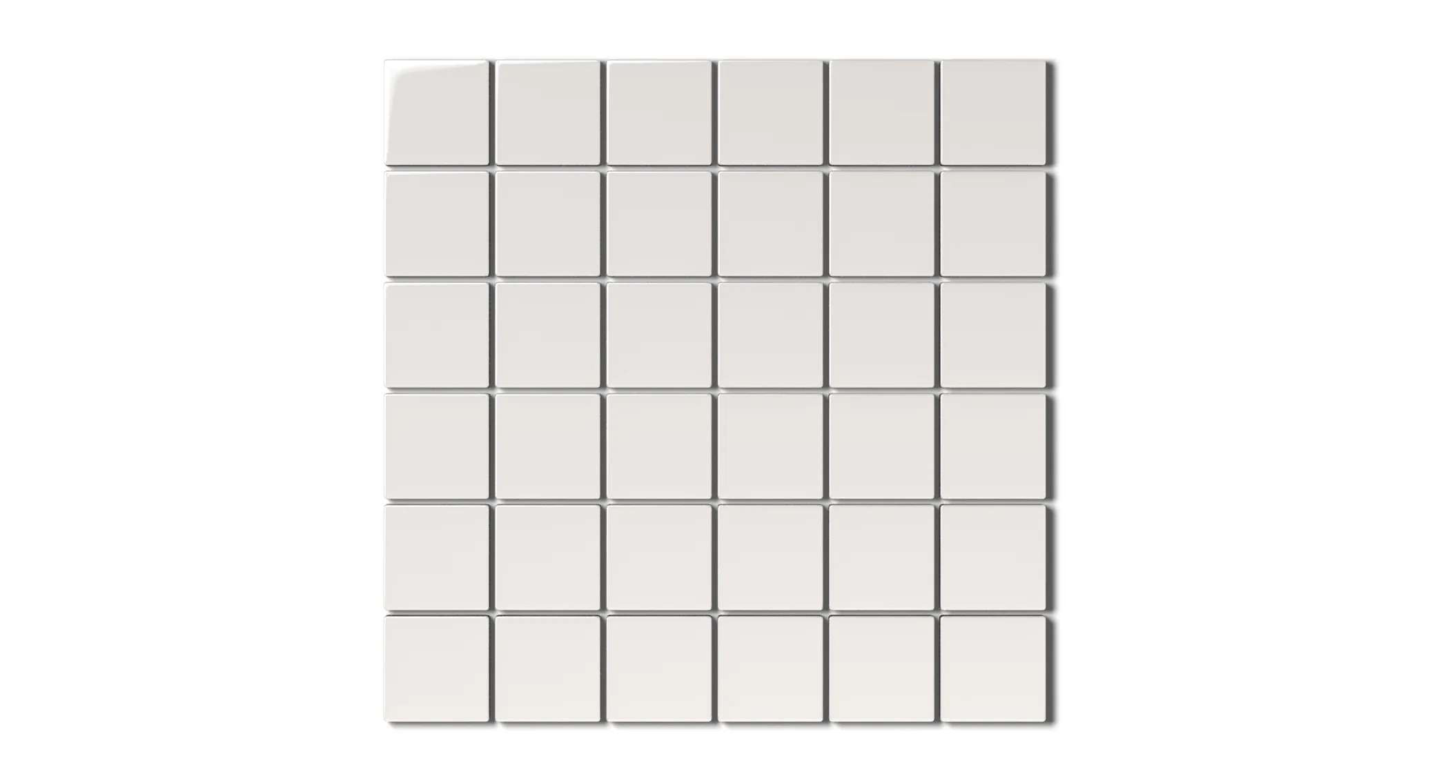 2x2 Straight Set Sheeted Natural Press Ceramic Mosaic Tile in Flake White Gloss - Rockland Interiors Inc.
