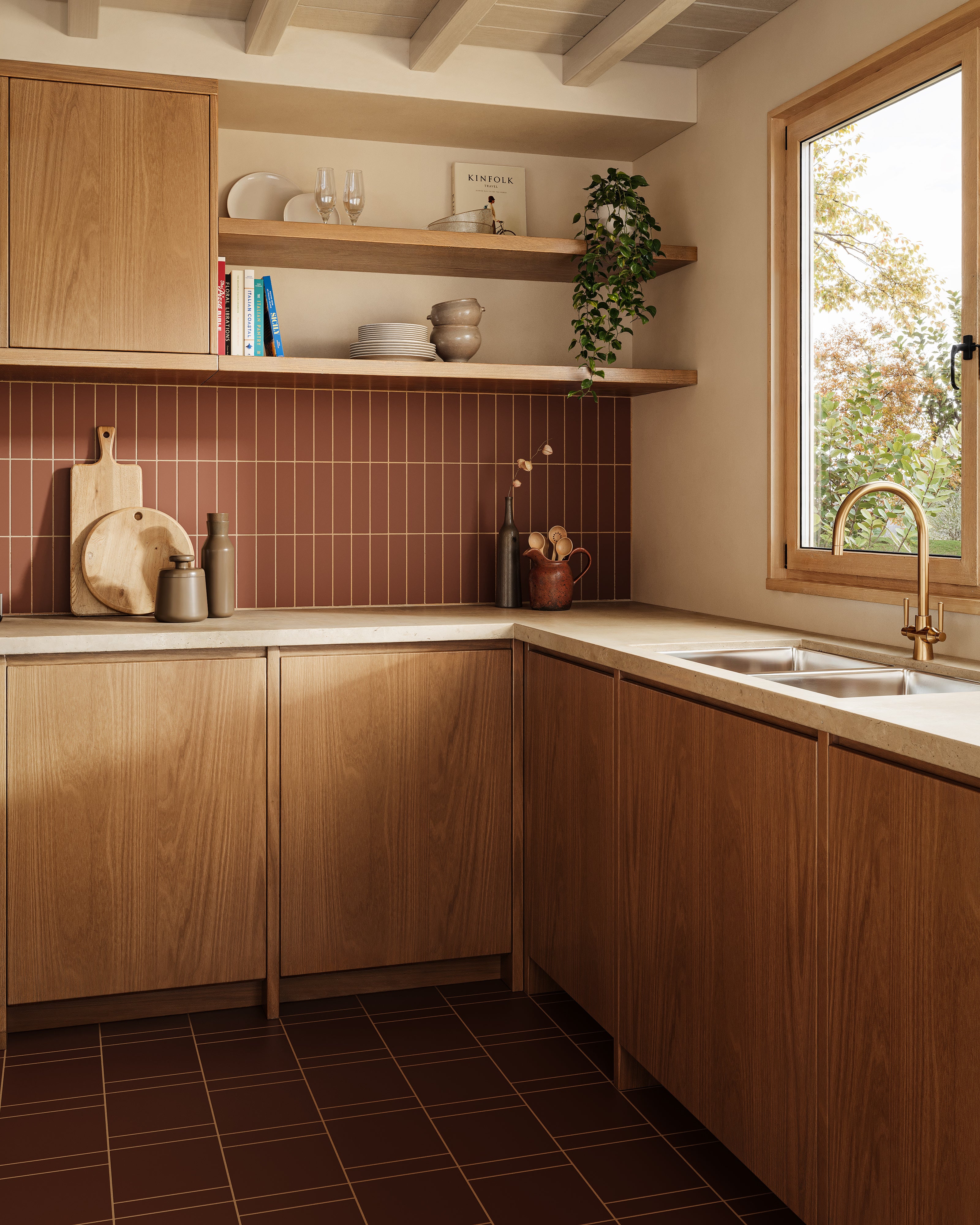 2x8 Natural Press Ceramic Tile in Red Iron Oxide Matte - Rockland Interiors Inc.