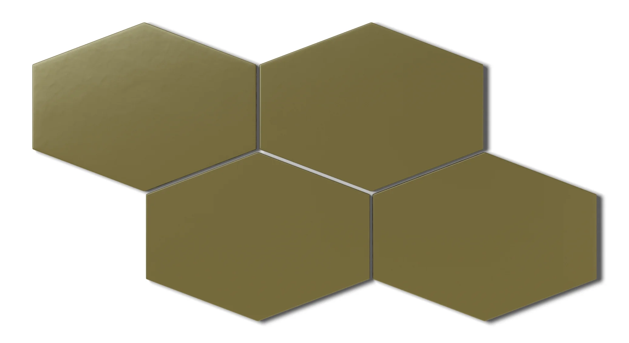Elongated Hexagon Natural Press Ceramic Tile in Sap Green Matte - Rockland Interiors Inc.