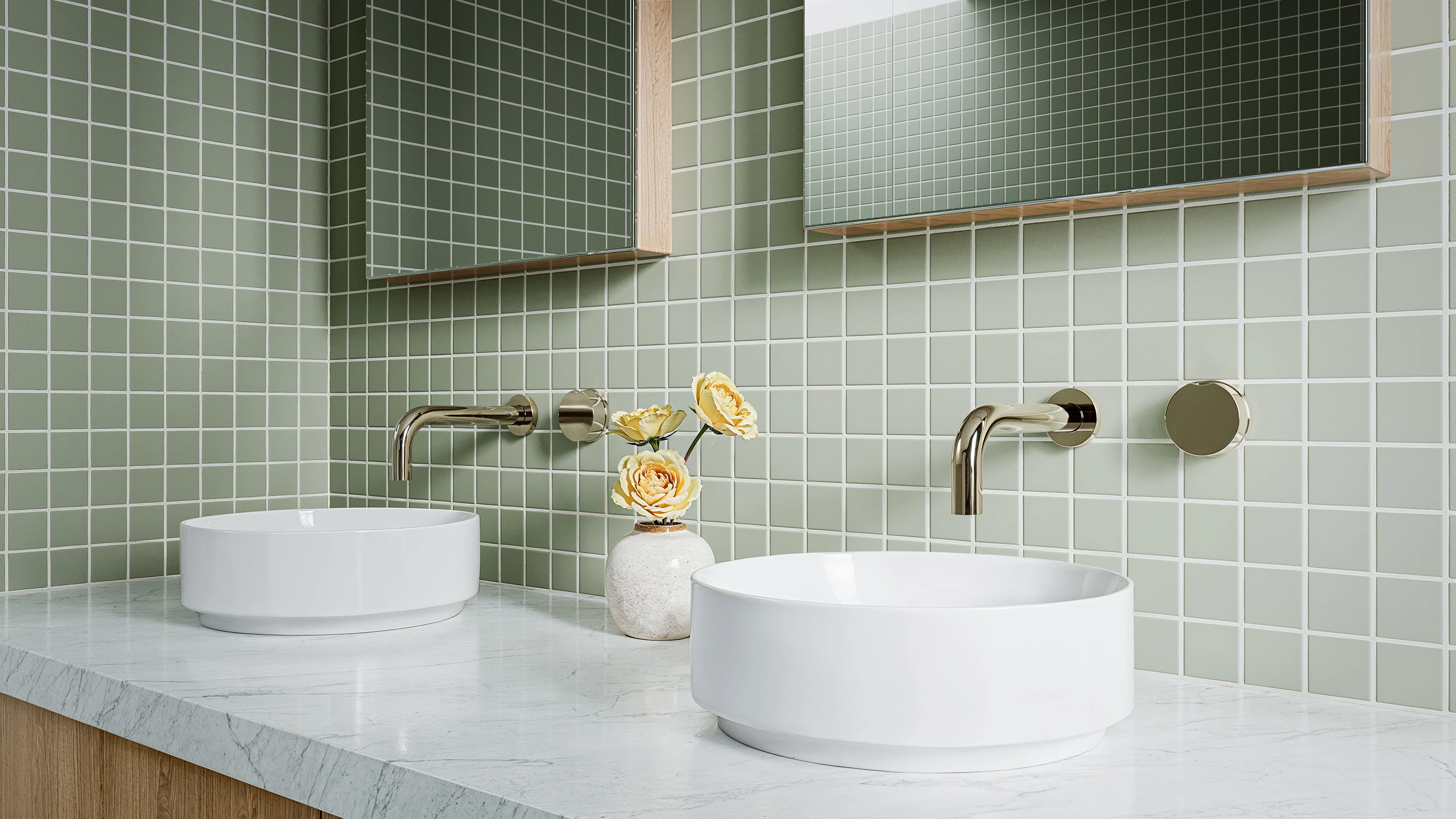 2x2 Straight Set Sheeted Natural Press Ceramic Mosaic Tile in Manzanita Matte - Rockland Interiors Inc.
