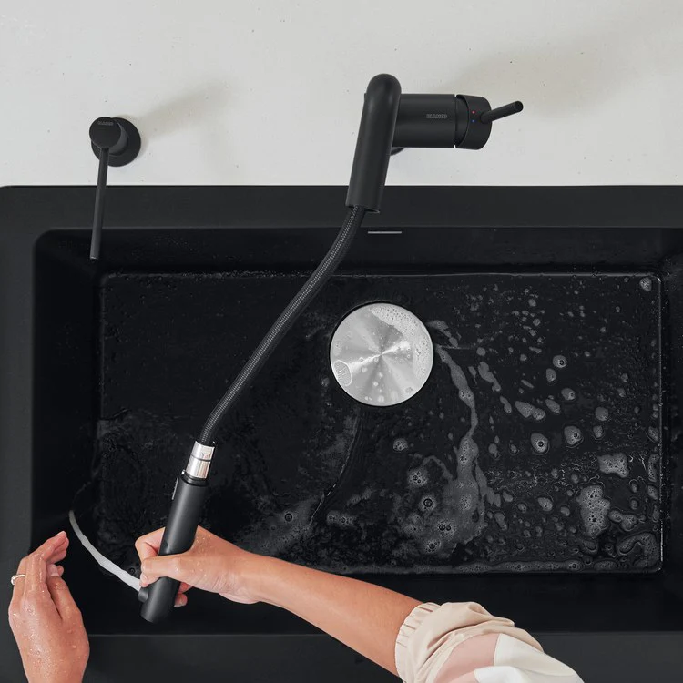 Kitchen Faucet Linus 1 Lever CALGreen Coal Black Pull-Out 2 Function 160 DEG Swivel 1 Hole 1.5 Gallons per Minute - Rockland Interiors Inc.