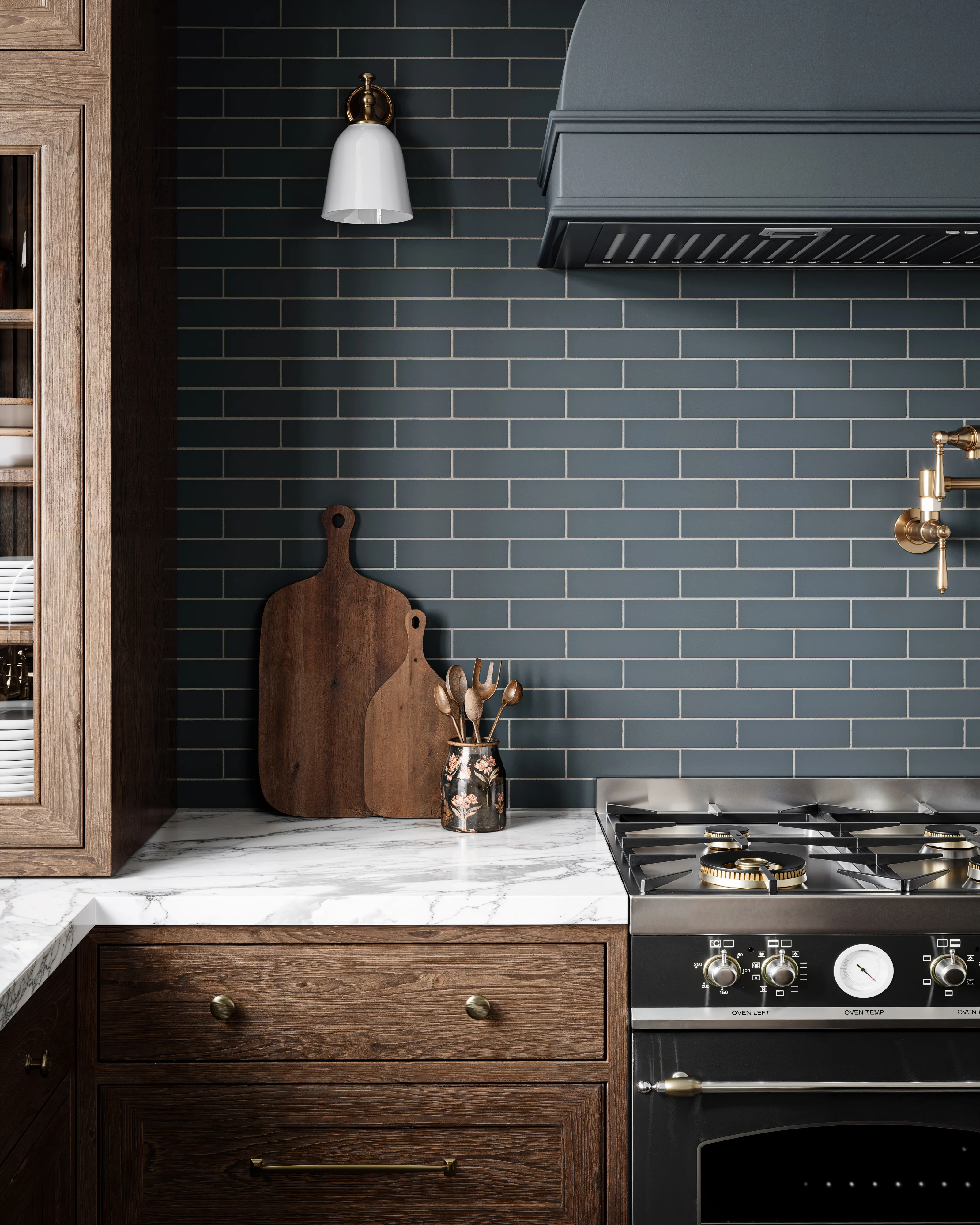 2x8 Natural Press Ceramic Tile in Indigo Matte - Rockland Interiors Inc.