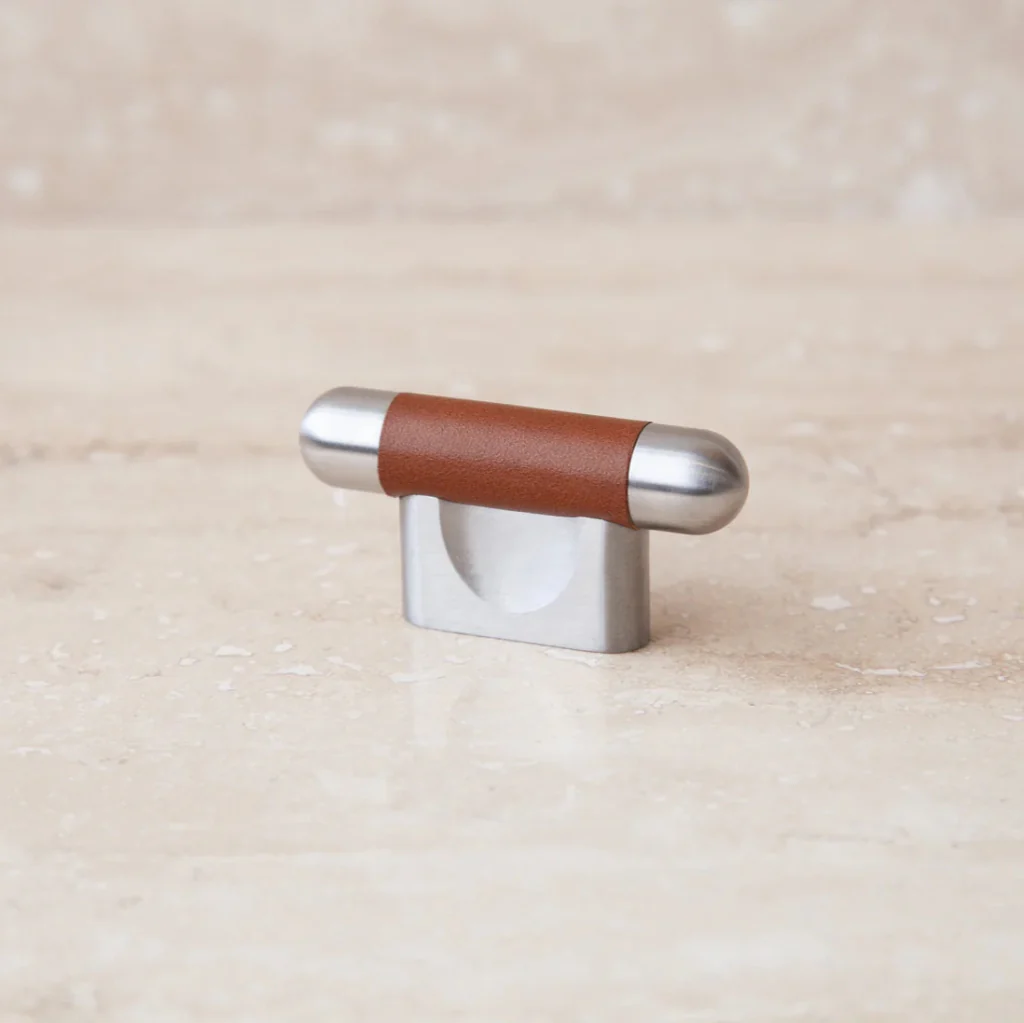 Mineral Leather Wrapped Metal Knob - Rockland Interiors Inc.