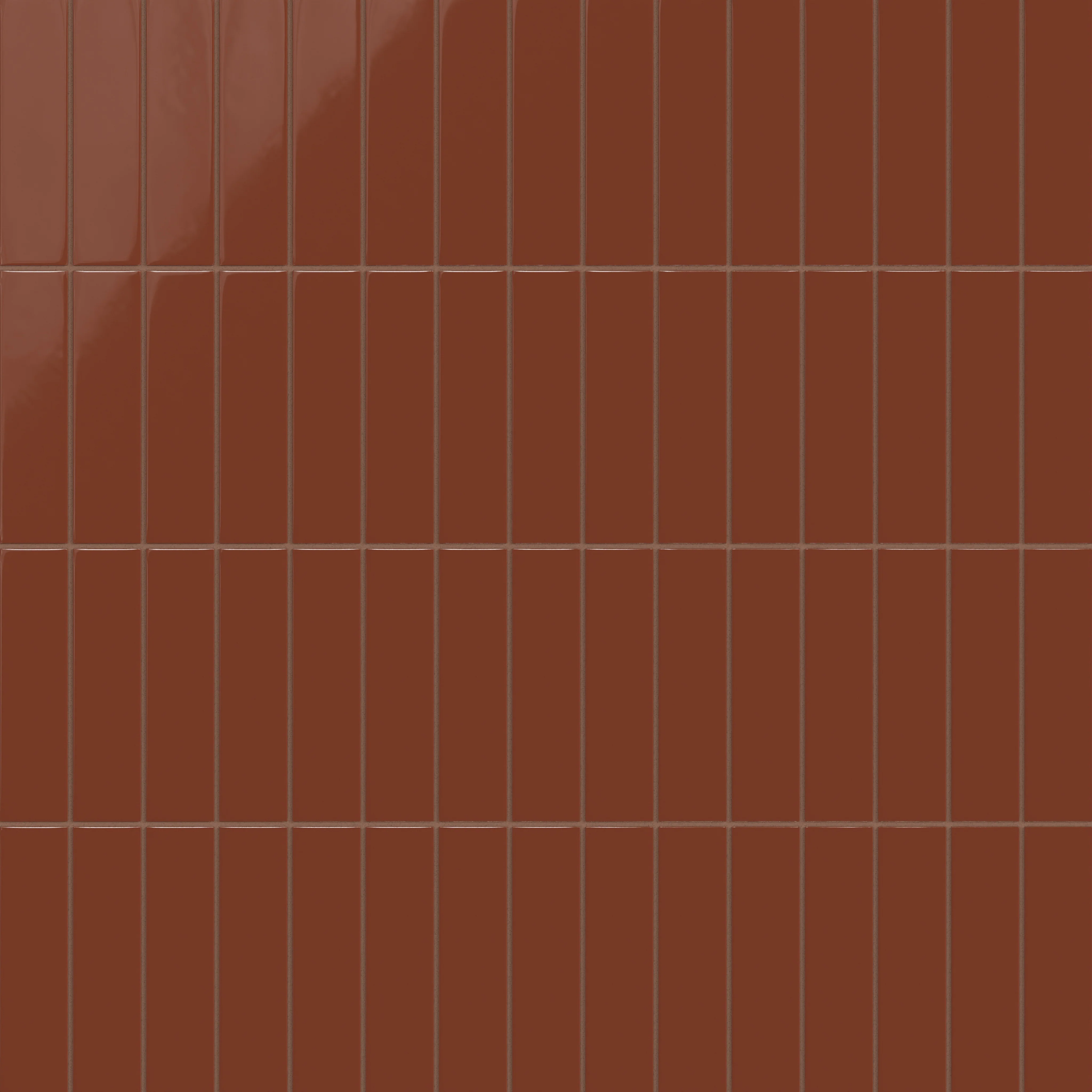 2x8 Natural Press Ceramic Tile in Red Iron Oxide Gloss - Rockland Interiors Inc.