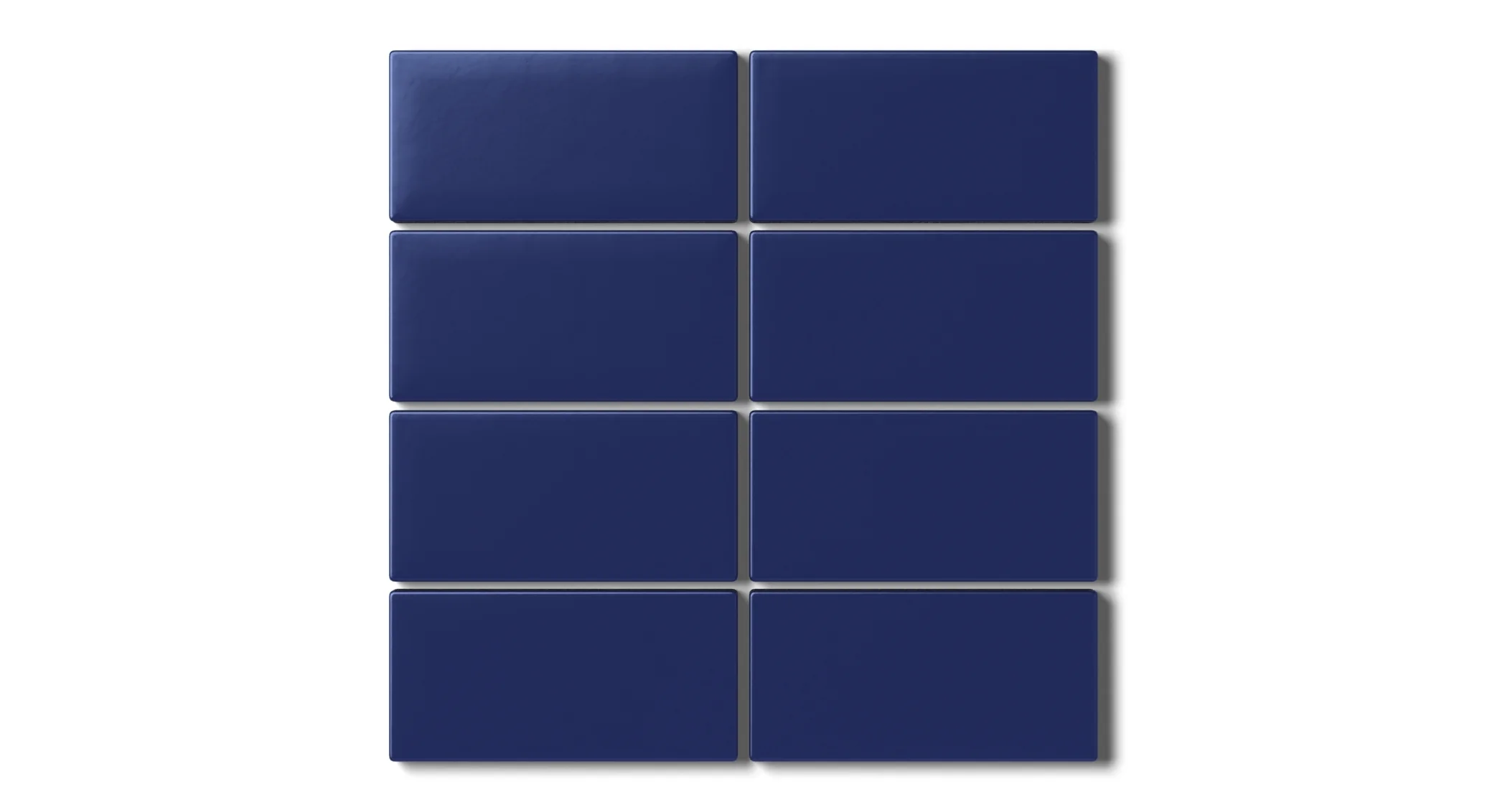 2x4 Straight Set Sheeted Natural Press Ceramic Mosaic Tile in Ultramarine Matte - Rockland Interiors Inc.
