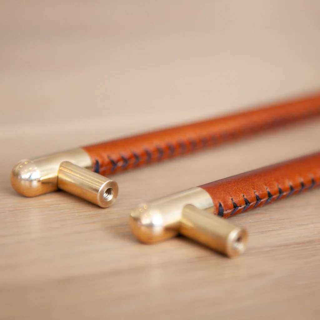 Mineral Leather Wrapped Metal Bar Pull - Rockland Interiors Inc.