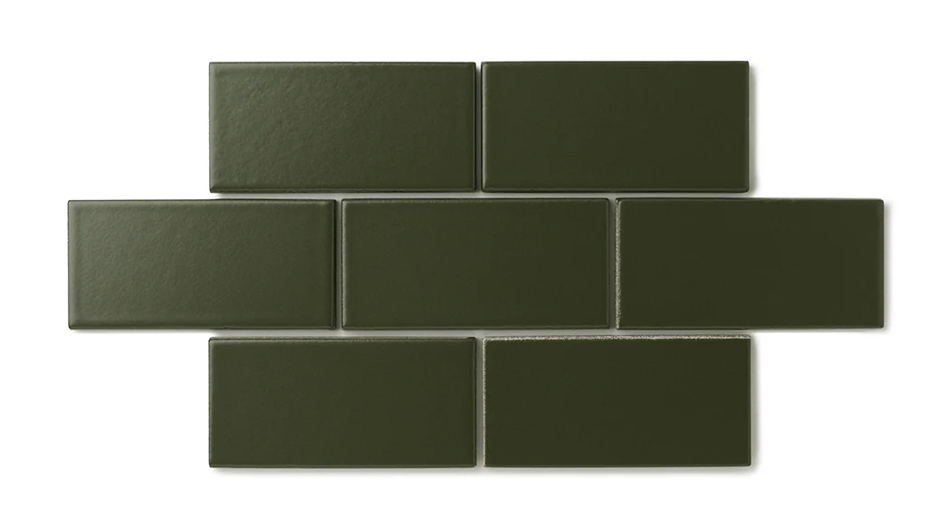 3x6 Natural Press Ceramic Tile in Green Apatite Matte - Rockland Interiors Inc.
