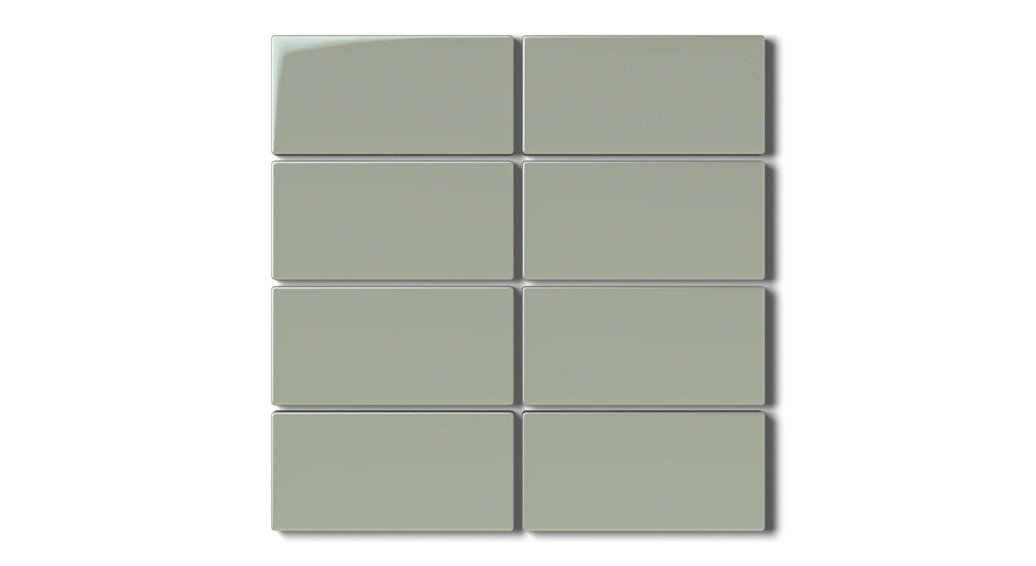 2x4 Straight Set Sheeted Natural Press Ceramic Mosaic Tile in Terre Verte Gloss - Rockland Interiors Inc.
