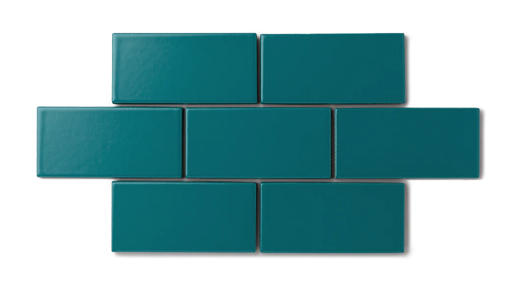 Elongated Hexagon Natural Press Ceramic Tile in Maya Blue Matte - Rockland Interiors Inc.