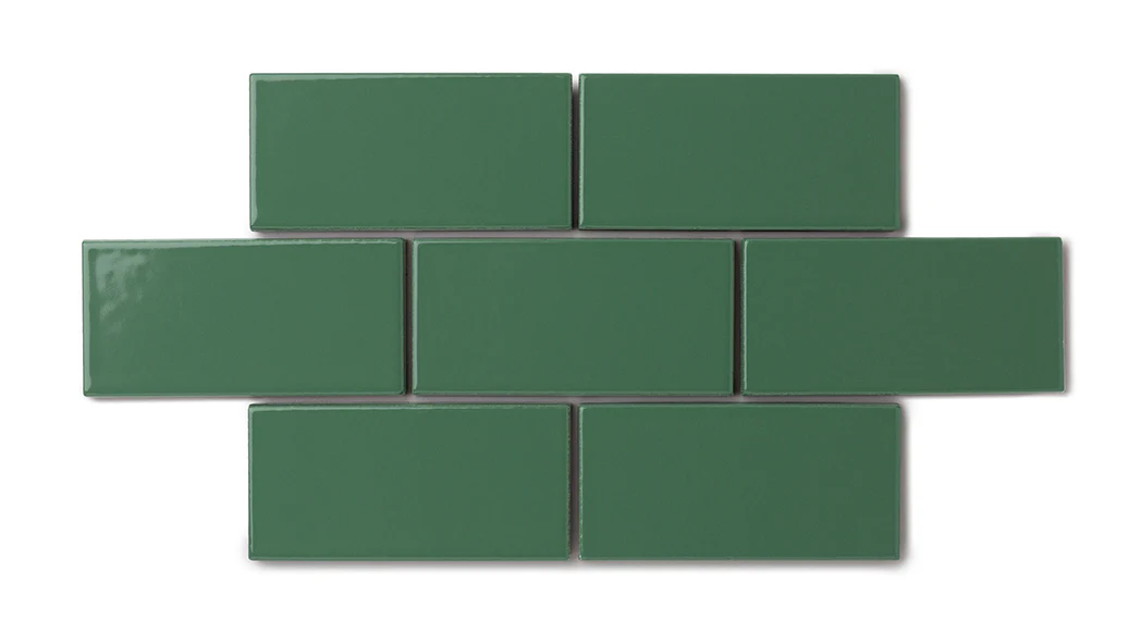 3x3 Straight Set Sheeted Natural Press Ceramic Mosaic Tile in Viridian Gloss - Rockland Interiors Inc.