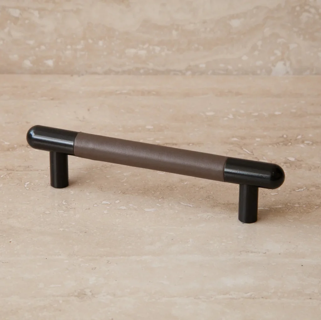 Mineral Leather Wrapped Metal Bar Pull - Rockland Interiors Inc.