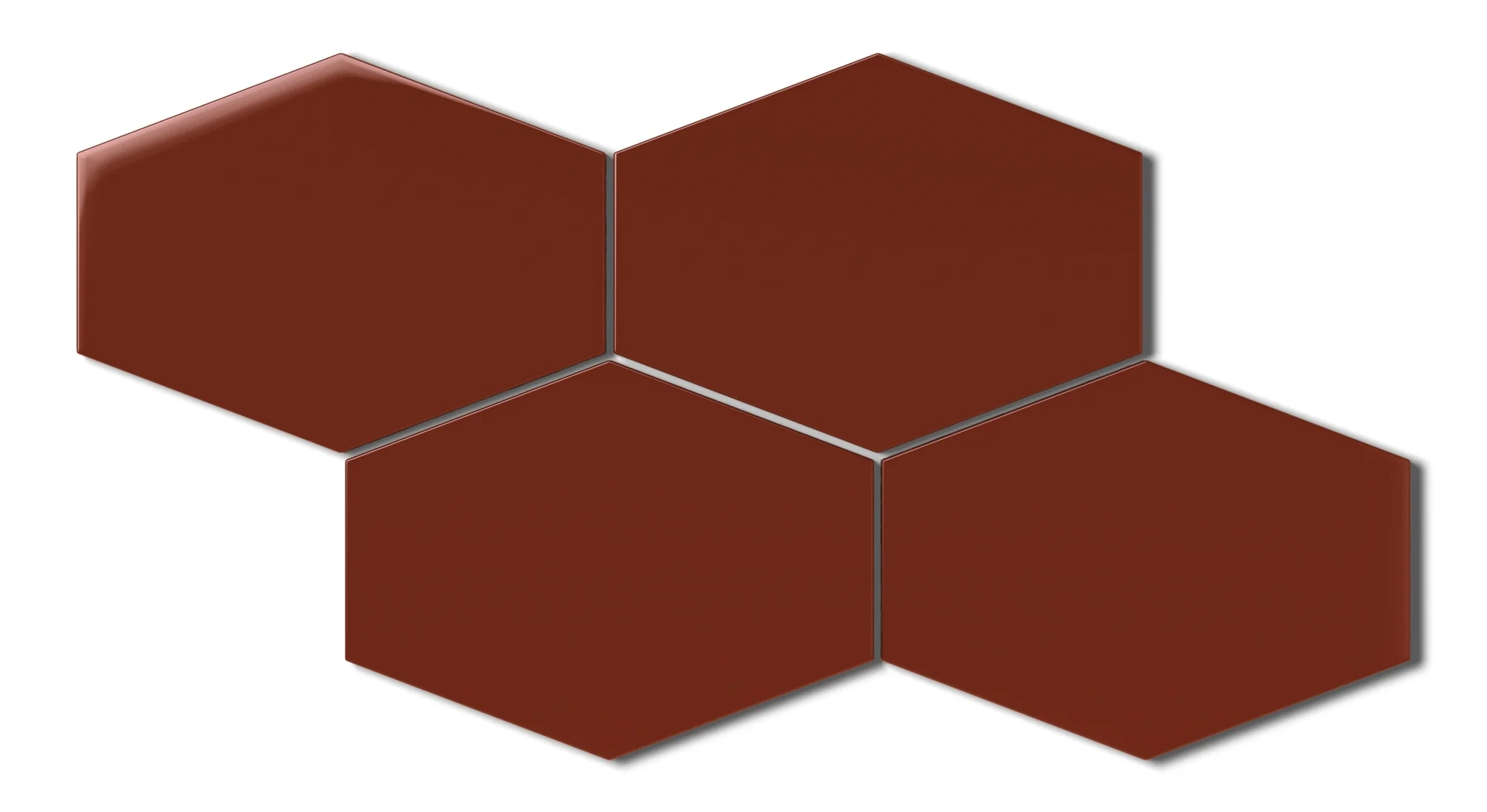 Elongated Hexagon Natural Press Ceramic Tile in Carmine Gloss - Rockland Interiors Inc.