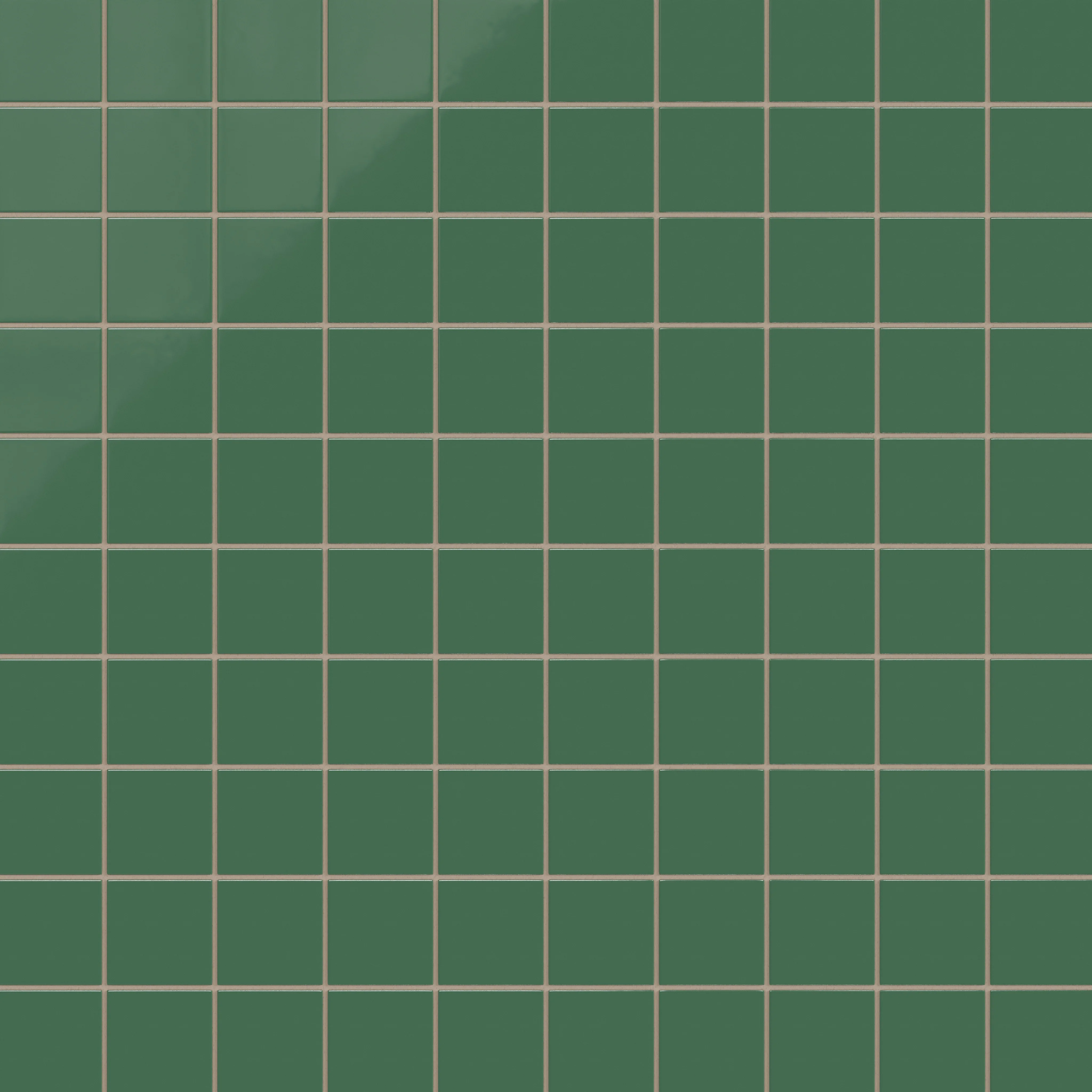 3x3 Straight Set Sheeted Natural Press Ceramic Mosaic Tile in Viridian Gloss - Rockland Interiors Inc.