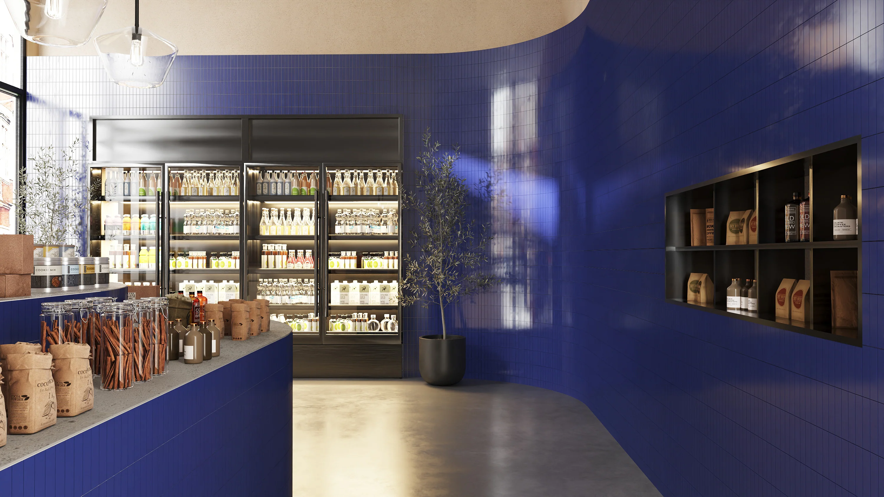 2x8 Natural Press Ceramic Tile in Ultramarine Gloss - Rockland Interiors Inc.