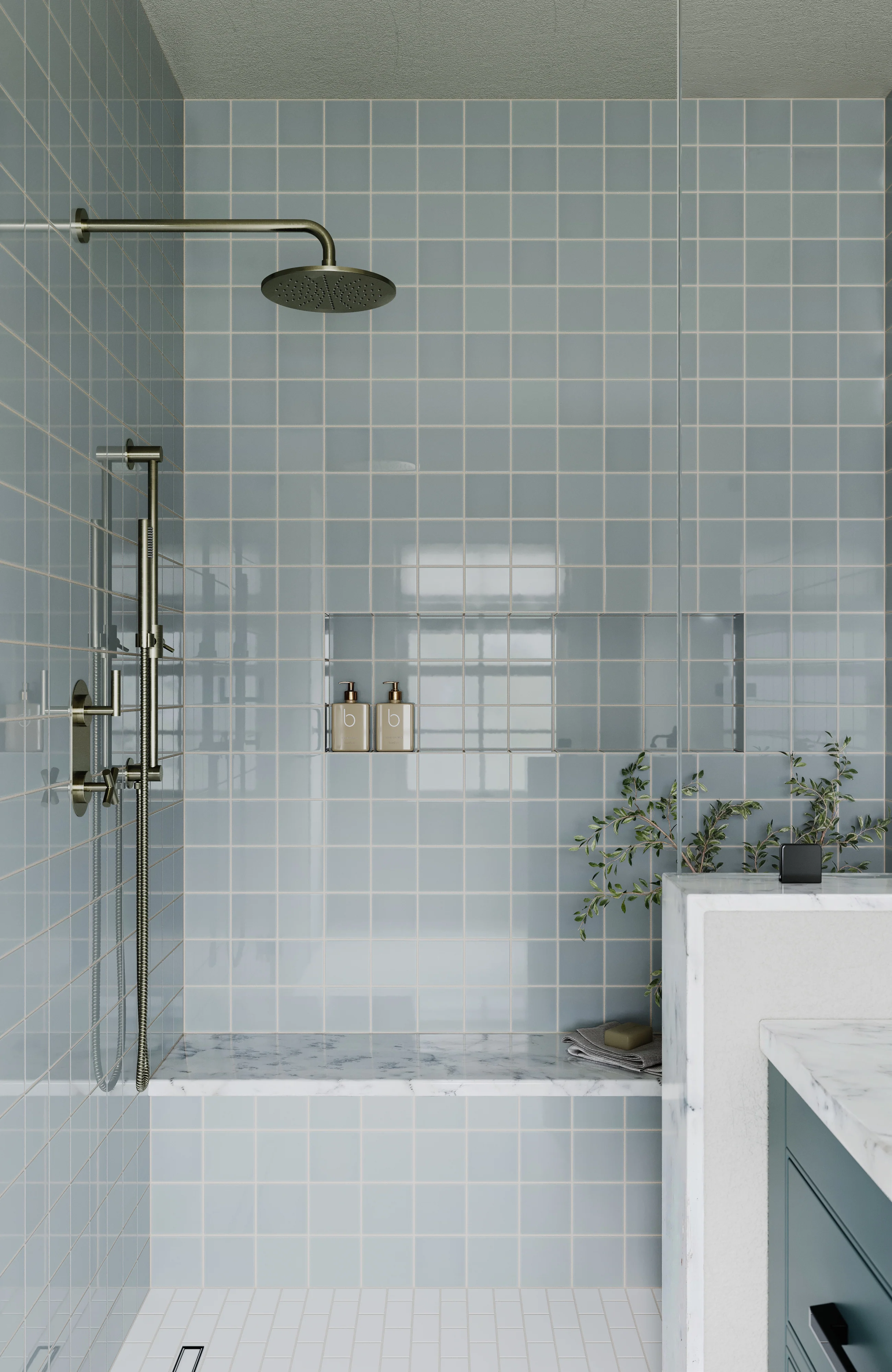 4x4 Natural Press Ceramic Tile in Alberta Blue Gloss - Rockland Interiors Inc.