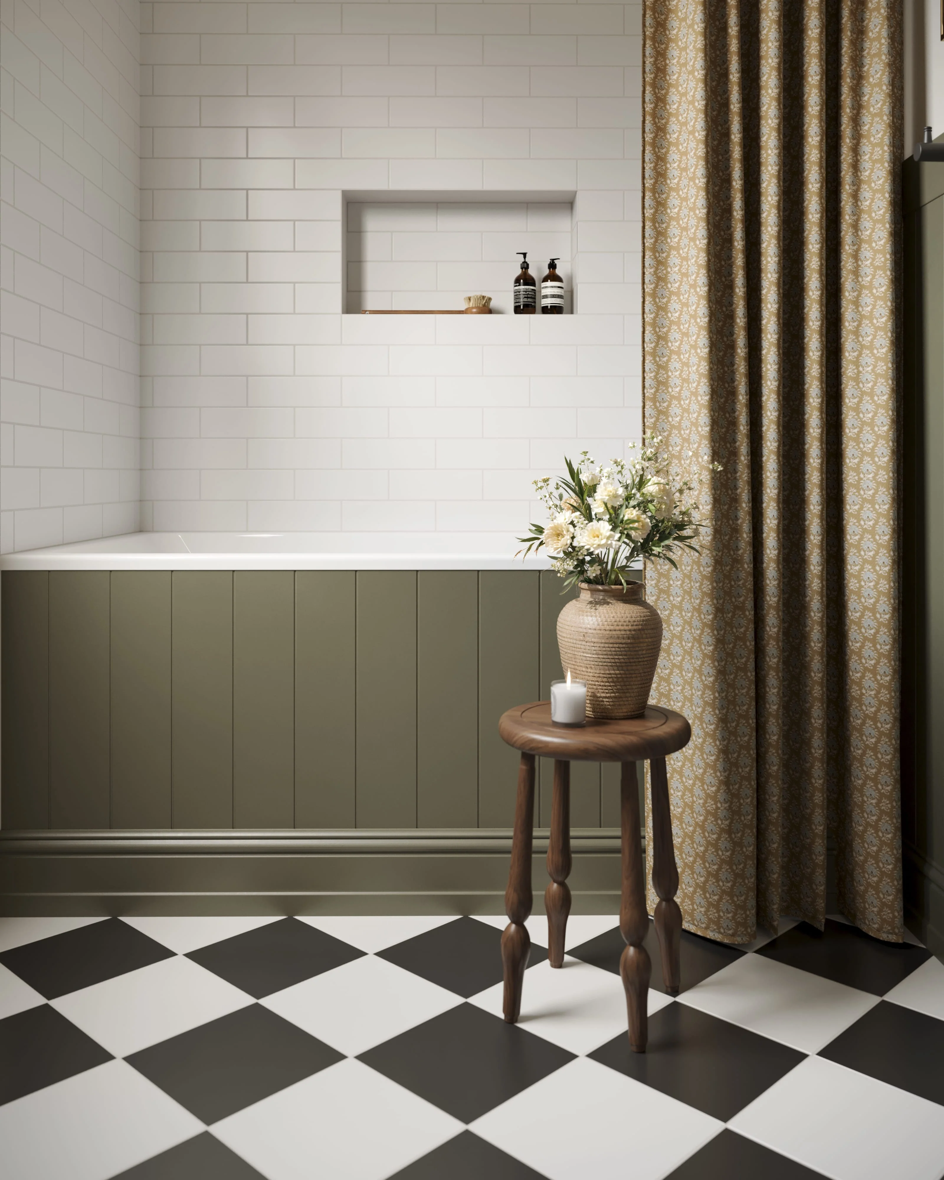 12x12 Natural Press Ceramic Tile in Salt Creek and Bone Black - Rockland Interiors Inc.