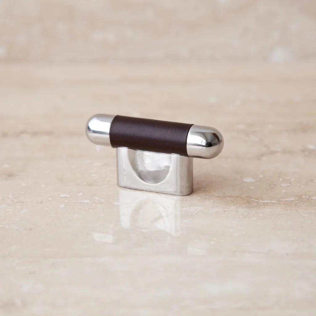 Mineral Leather Wrapped Metal Knob - Rockland Interiors Inc.