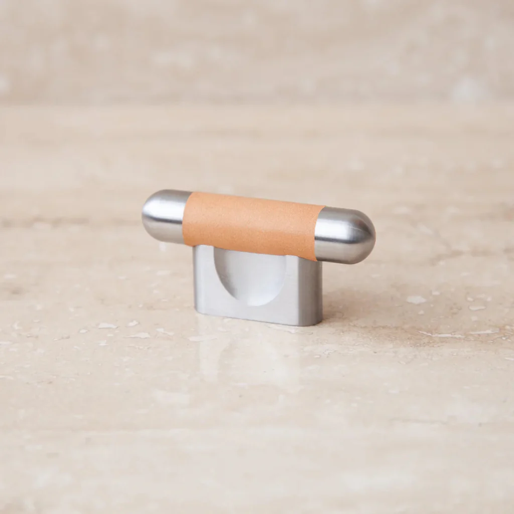 Mineral Leather Wrapped Metal Knob - Rockland Interiors Inc.