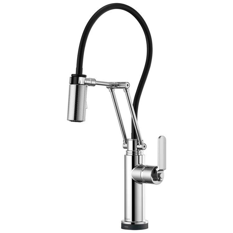 Kitchen Faucet Litze SmartTouch with Semi-Flexible Hose 1 Industrial Lever ADA Chrome 2 Function Dual Jointed 1 Hole 1.8 Gallons per Minute - Rockland Interiors Inc.
