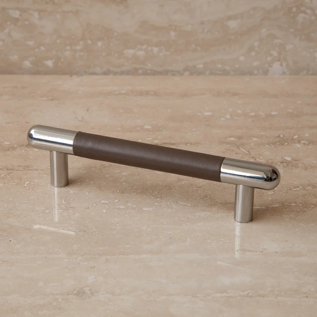 Mineral Leather Wrapped Metal Bar Pull - Rockland Interiors Inc.