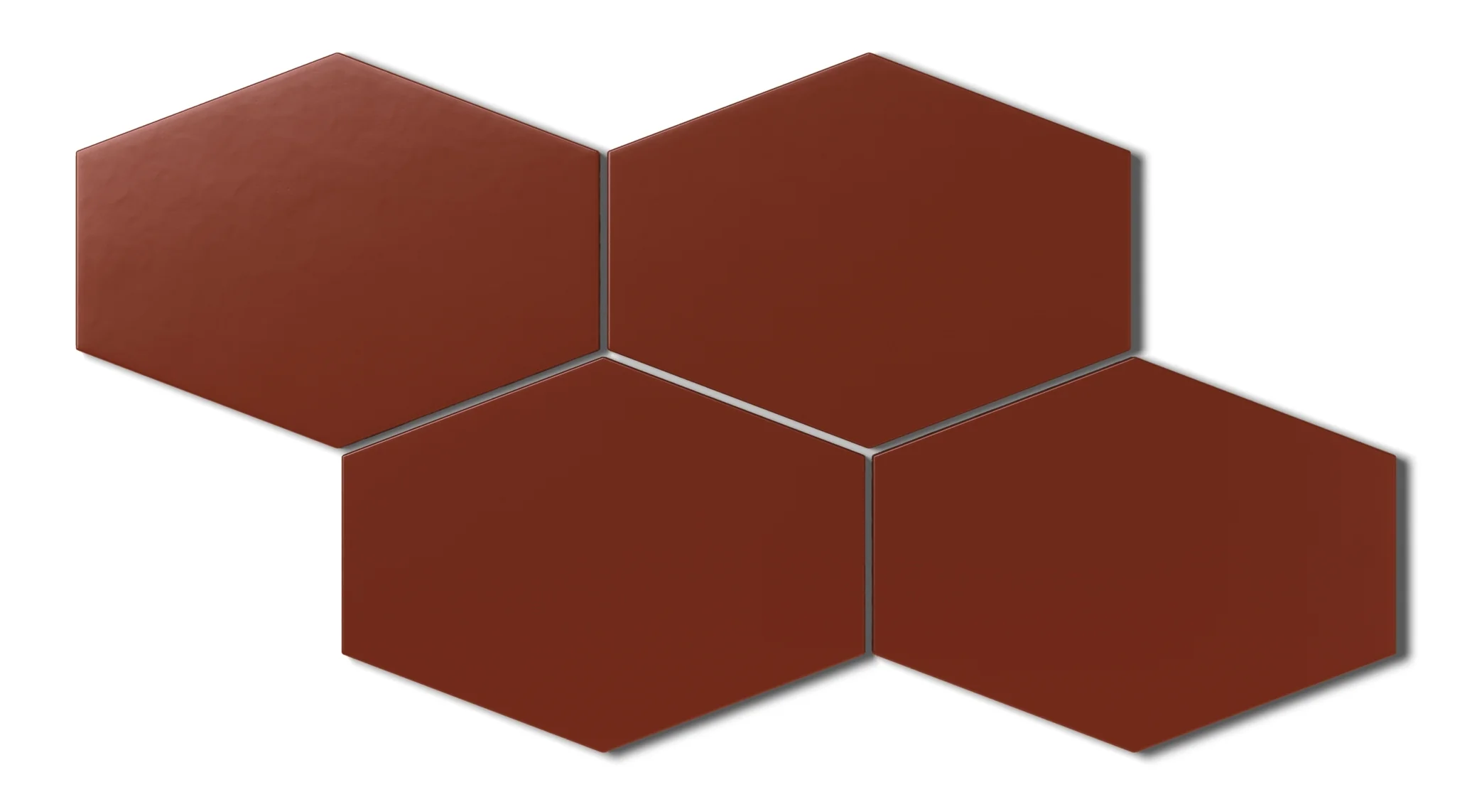 Elongated Hexagon Natural Press Ceramic Tile in Carmine Matte - Rockland Interiors Inc.