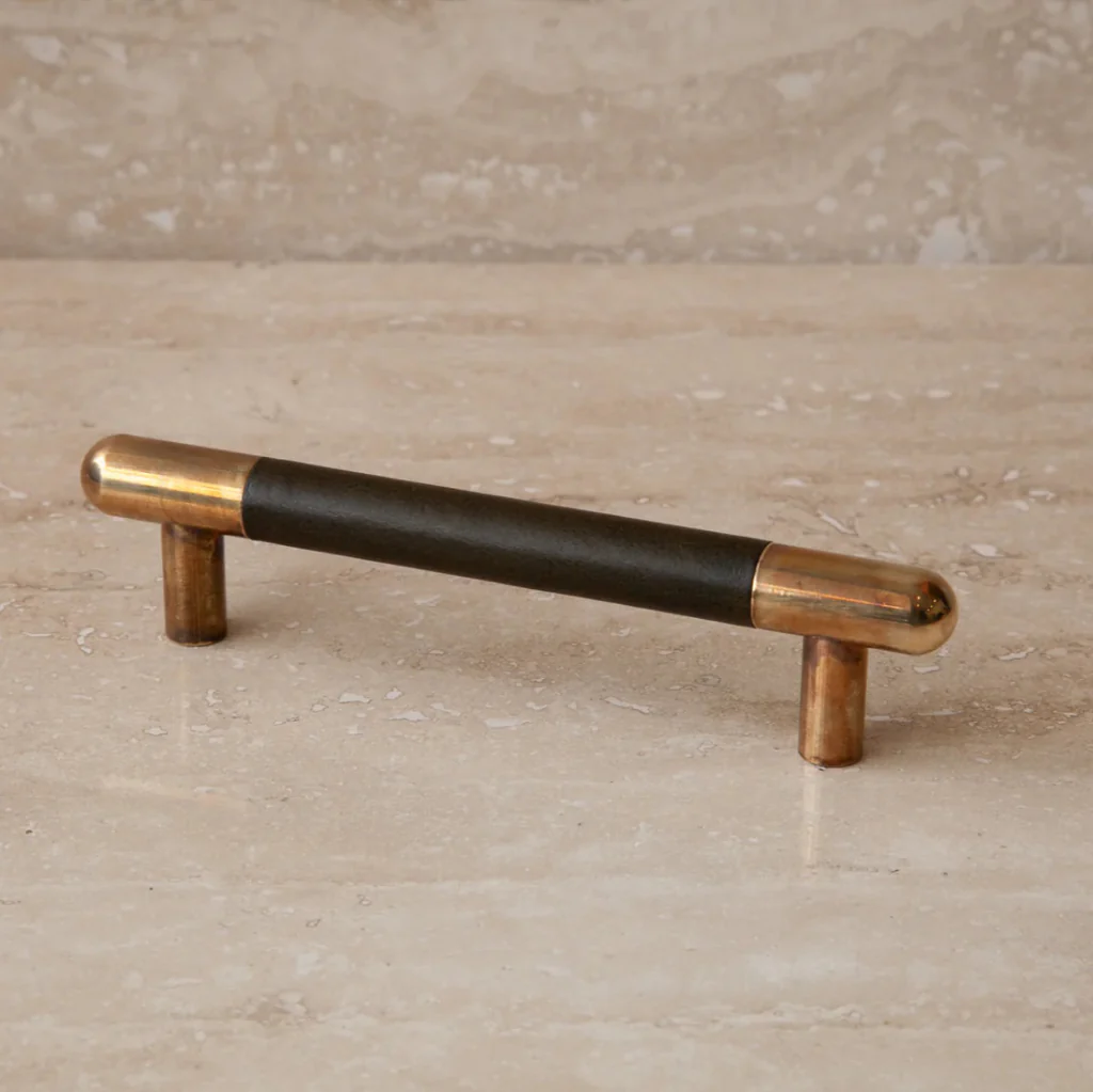 Mineral Leather Wrapped Metal Bar Pull - Rockland Interiors Inc.