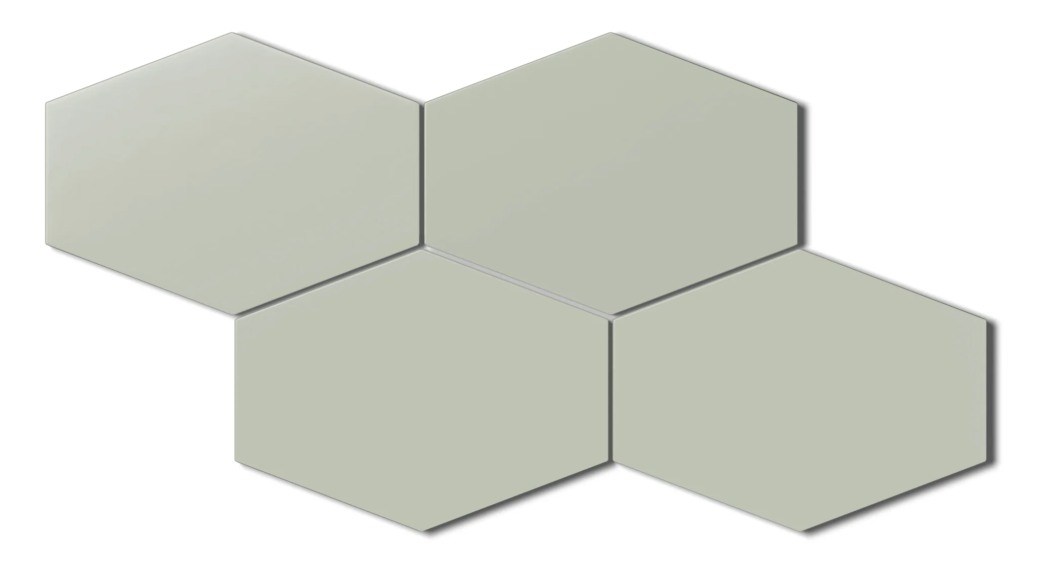 Elongated Hexagon Natural Press Ceramic Tile in Manzanita Matte - Rockland Interiors Inc.